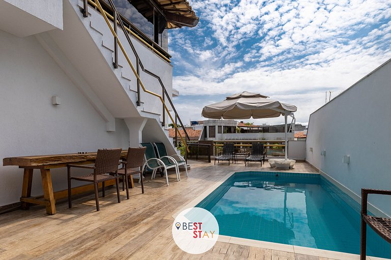 Espaçosa Cobertura no Jardim Oceânico Perto Praia